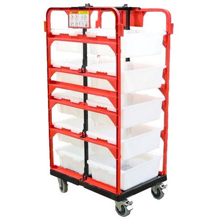 Effizient 23” Bin Cart, 2 swivel casters w/brake, 2 swivel casters. 10 bins, 20 dividers EF23CRCOTH